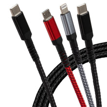 Load image into Gallery viewer, USB-C to 3-in-1 Multi-Charging USB-C / Lightning / Micro USB 100W Braided Cable - 1.2m