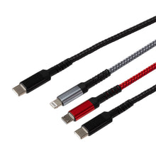 Load image into Gallery viewer, USB-C to 3-in-1 Multi-Charging USB-C / Lightning / Micro USB 100W Braided Cable - 1.2m