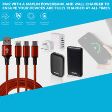 Load image into Gallery viewer, USB-A to 3-in-1 Multi-Charging USB-C / Lightning / Micro USB Braided Cable - 1.2m