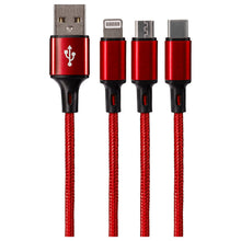 Load image into Gallery viewer, USB-A to 3-in-1 Multi-Charging USB-C / Lightning / Micro USB Braided Cable - 1.2m