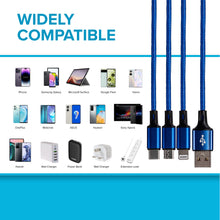 Load image into Gallery viewer, USB-A to 3-in-1 Multi-Charging USB-C / Lightning / Micro USB Braided Cable - 1.2m