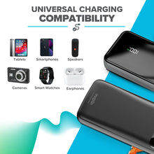 Load image into Gallery viewer, 20000mAh Portable Power Bank with Integrated USB-C, Micro USB &amp; Lightning Cables