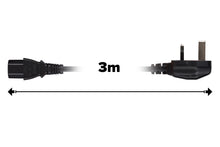 Load image into Gallery viewer, Power Lead IEC C13 Female Plug to UK 3 Pin Mains Plug - 3m, 13 Amp Fuse