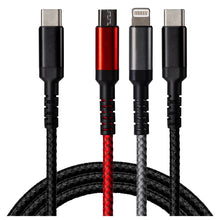 Load image into Gallery viewer, USB-C to 3-in-1 Multi-Charging USB-C / Lightning / Micro USB 100W Braided Cable - 1.2m